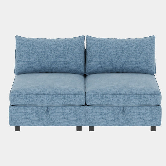 Canapé modulaire en tissu sans accoudoirs, convertible, sectionnel, avec rangement dissimulé, pour le salon