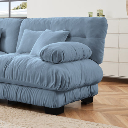 Canapé modulaire 2 places Cloud en chenille avec pouf convertible et coussins lombaires pour le salon