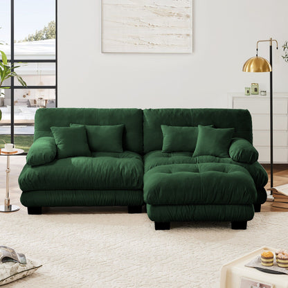 Canapé modulaire 2 places Cloud en chenille avec pouf convertible et coussins lombaires pour le salon