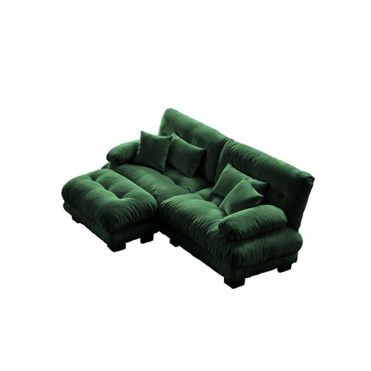 Canapé modulaire 2 places Cloud en chenille avec pouf convertible et coussins lombaires pour le salon