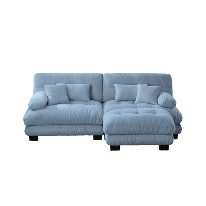 Canapé modulaire 2 places Cloud en chenille avec pouf convertible et coussins lombaires pour le salon