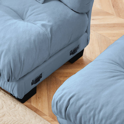 Canapé modulaire 2 places Cloud en chenille avec pouf convertible et coussins lombaires pour le salon