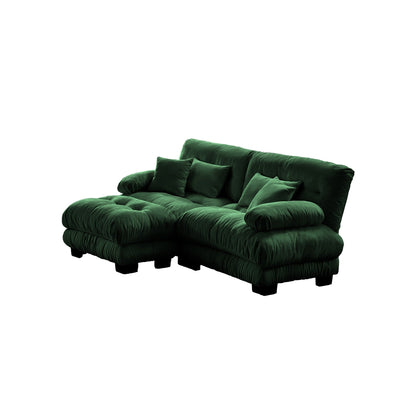 Canapé modulaire 2 places Cloud en chenille avec pouf convertible et coussins lombaires pour le salon