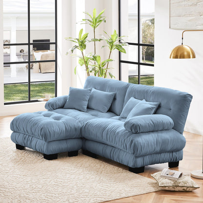 Canapé modulaire 2 places Cloud en chenille avec pouf convertible et coussins lombaires pour le salon