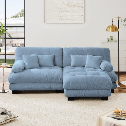 Canapé modulaire 2 places Cloud en chenille avec pouf convertible et coussins lombaires pour le salon
