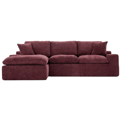 Canapé modulaire Cloud en chenille avec coussins double épaisseur, rangement latéral et oreillers assortis pour le salon