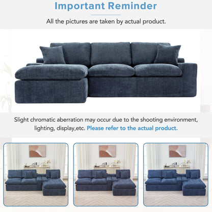 Canapé modulaire Cloud en chenille avec coussins double épaisseur, rangement latéral et oreillers assortis pour le salon