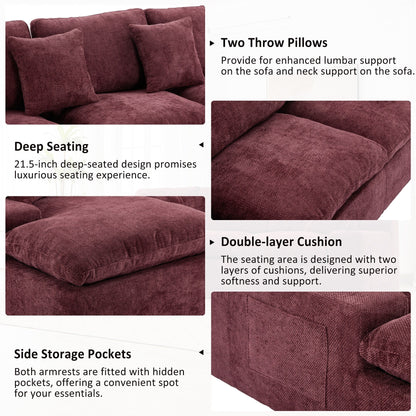 Canapé modulaire Cloud en chenille avec coussins double épaisseur, rangement latéral et oreillers assortis pour le salon