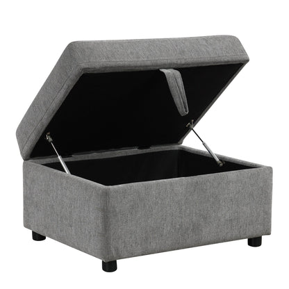 Canapé-lit gigogne modulaire en chenille avec pouf de rangement amovible et ports USB pour le salon