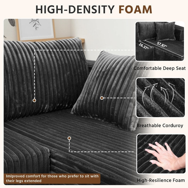 Canapé modulaire en peluche, entièrement en mousse sans ressorts, gain de place pour le salon