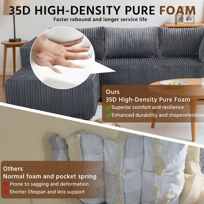 Canapé modulable en peluche, entièrement en mousse sans ressorts, gain de place pour le salon