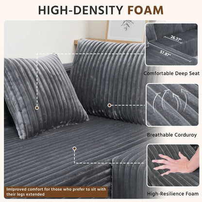 Canapé modulable en peluche, entièrement en mousse sans ressorts, gain de place pour le salon