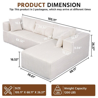 Canapé modulaire en peluche, entièrement en mousse sans ressorts, gain de place pour le salon