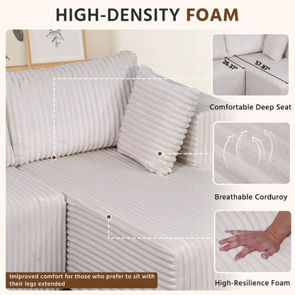Canapé modulaire en peluche, entièrement en mousse sans ressorts, gain de place pour le salon