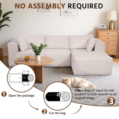 Canapé modulaire en peluche, entièrement en mousse sans ressorts, gain de place pour le salon