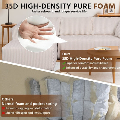 Canapé modulable en peluche, entièrement en mousse sans ressorts, gain de place pour le salon