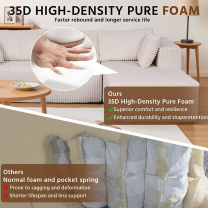 Canapé modulaire en peluche, entièrement en mousse sans ressorts, gain de place pour le salon