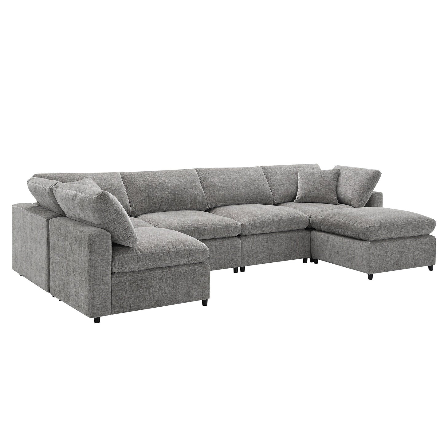 Canapé-lit modulaire Cloud, ensemble de canapés sectionnels en chenille avec pouf, combinaison libre, canapé-lit convertible en U
