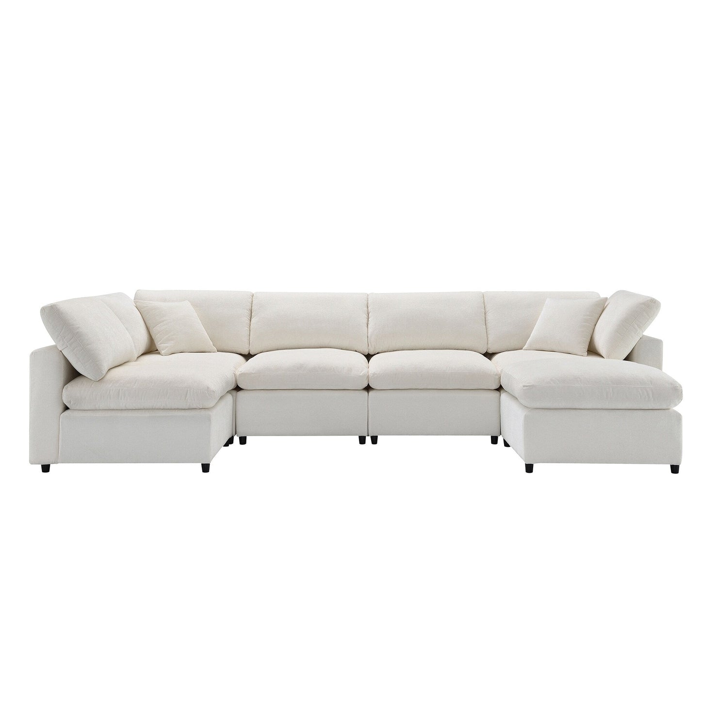 Canapé-lit modulaire Cloud, ensemble de canapés sectionnels en chenille avec pouf, combinaison libre, canapé-lit convertible en U