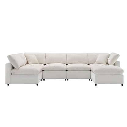 Canapé-lit modulaire Cloud, ensemble de canapés sectionnels en chenille avec pouf, combinaison libre, canapé-lit convertible en U
