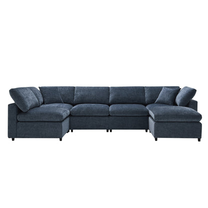 Canapé-lit modulaire Cloud, ensemble de canapés sectionnels en chenille avec pouf, combinaison libre, canapé-lit convertible en U