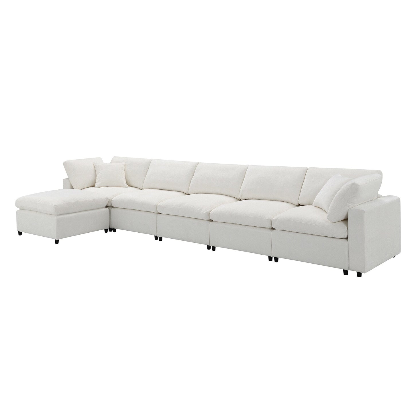 Canapé-lit modulaire Cloud, ensemble de canapés sectionnels en chenille avec pouf, combinaison libre, canapé-lit convertible en U