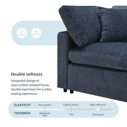 Canapé-lit modulaire Cloud, ensemble de canapés sectionnels en chenille avec pouf, combinaison libre, canapé-lit convertible en U