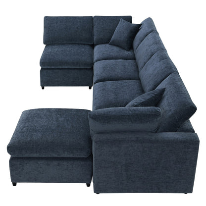Canapé-lit modulaire Cloud, ensemble de canapés sectionnels en chenille avec pouf, combinaison libre, canapé-lit convertible en U