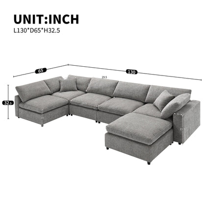 Canapé-lit modulaire Cloud, ensemble de canapés sectionnels en chenille avec pouf, combinaison libre, canapé-lit convertible en U