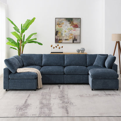 Canapé-lit modulaire Cloud, ensemble de canapés sectionnels en chenille avec pouf, combinaison libre, canapé-lit convertible en U