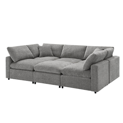 Canapé-lit modulaire Cloud, ensemble de canapés sectionnels en chenille avec pouf, combinaison libre, canapé-lit convertible en U