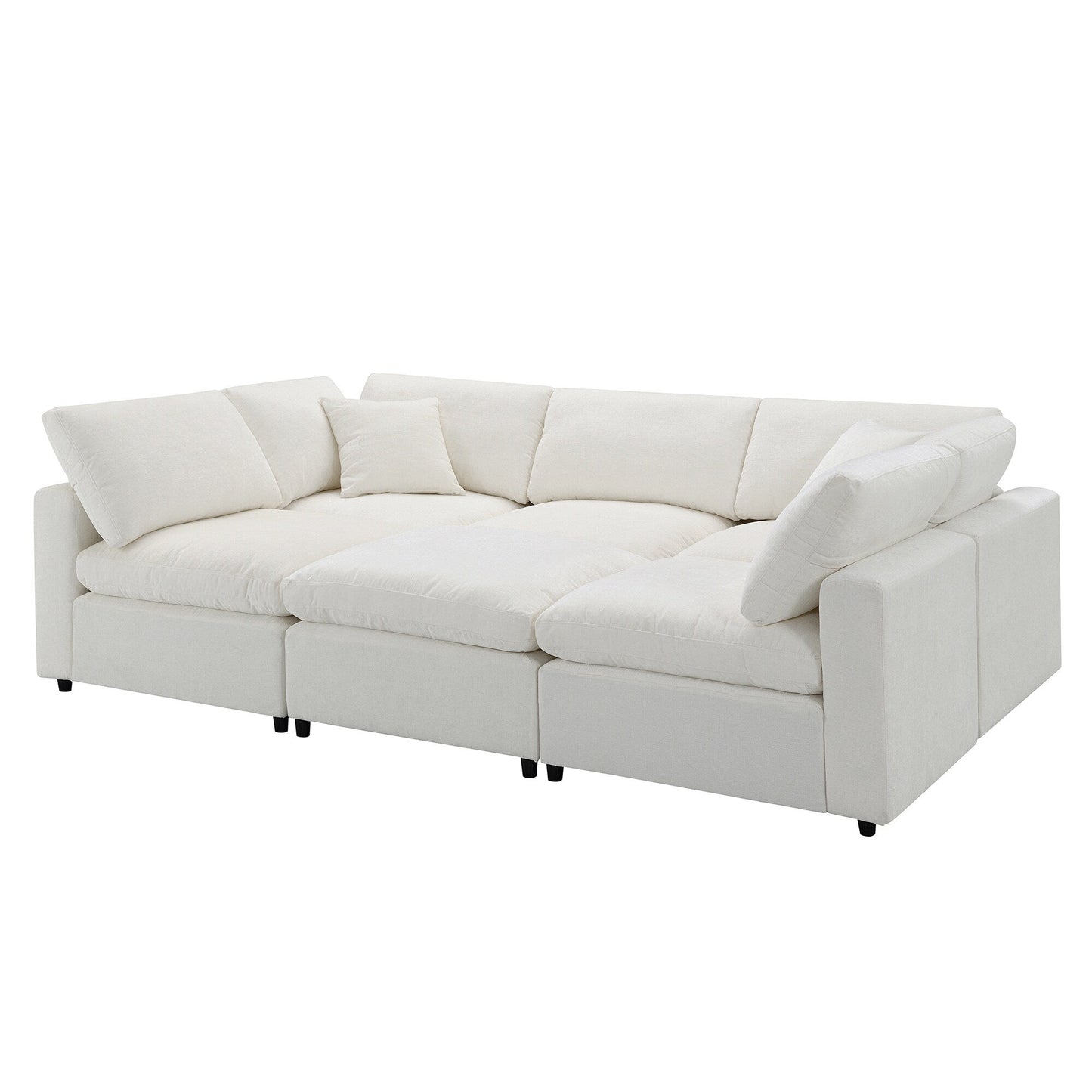 Canapé-lit modulaire Cloud, ensemble de canapés sectionnels en chenille avec pouf, combinaison libre, canapé-lit convertible en U