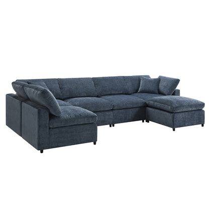 Canapé-lit modulaire Cloud, ensemble de canapés sectionnels en chenille avec pouf, combinaison libre, canapé-lit convertible en U