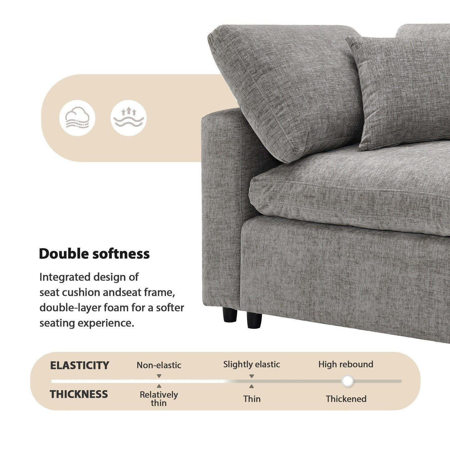 Canapé-lit modulaire Cloud, ensemble de canapés sectionnels en chenille avec pouf, combinaison libre, canapé-lit convertible en U