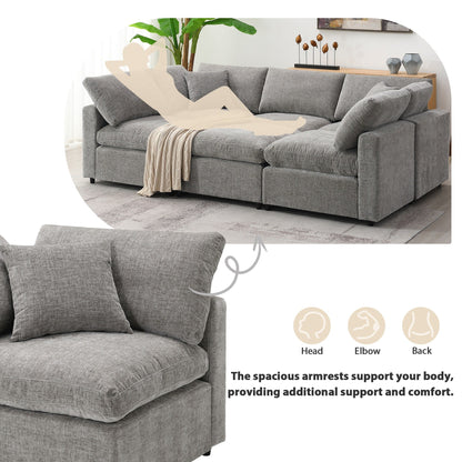 Canapé-lit modulaire Cloud, ensemble de canapés sectionnels en chenille avec pouf, combinaison libre, canapé-lit convertible en U