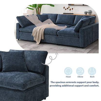 Canapé-lit modulaire Cloud, ensemble de canapés sectionnels en chenille avec pouf, combinaison libre, canapé-lit convertible en U