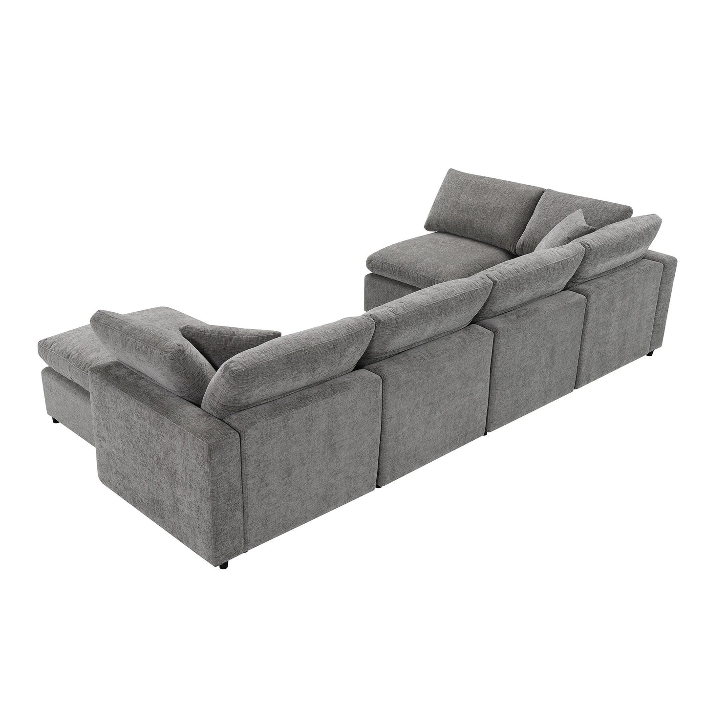 Canapé-lit modulaire Cloud, ensemble de canapés sectionnels en chenille avec pouf, combinaison libre, canapé-lit convertible en U