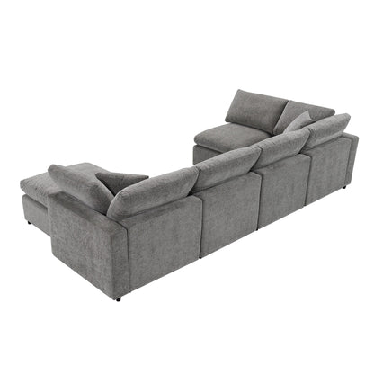 Canapé-lit modulaire Cloud, ensemble de canapés sectionnels en chenille avec pouf, combinaison libre, canapé-lit convertible en U