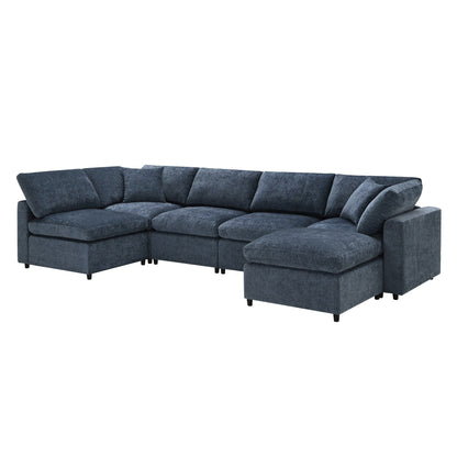 Canapé-lit modulaire Cloud, ensemble de canapés sectionnels en chenille avec pouf, combinaison libre, canapé-lit convertible en U