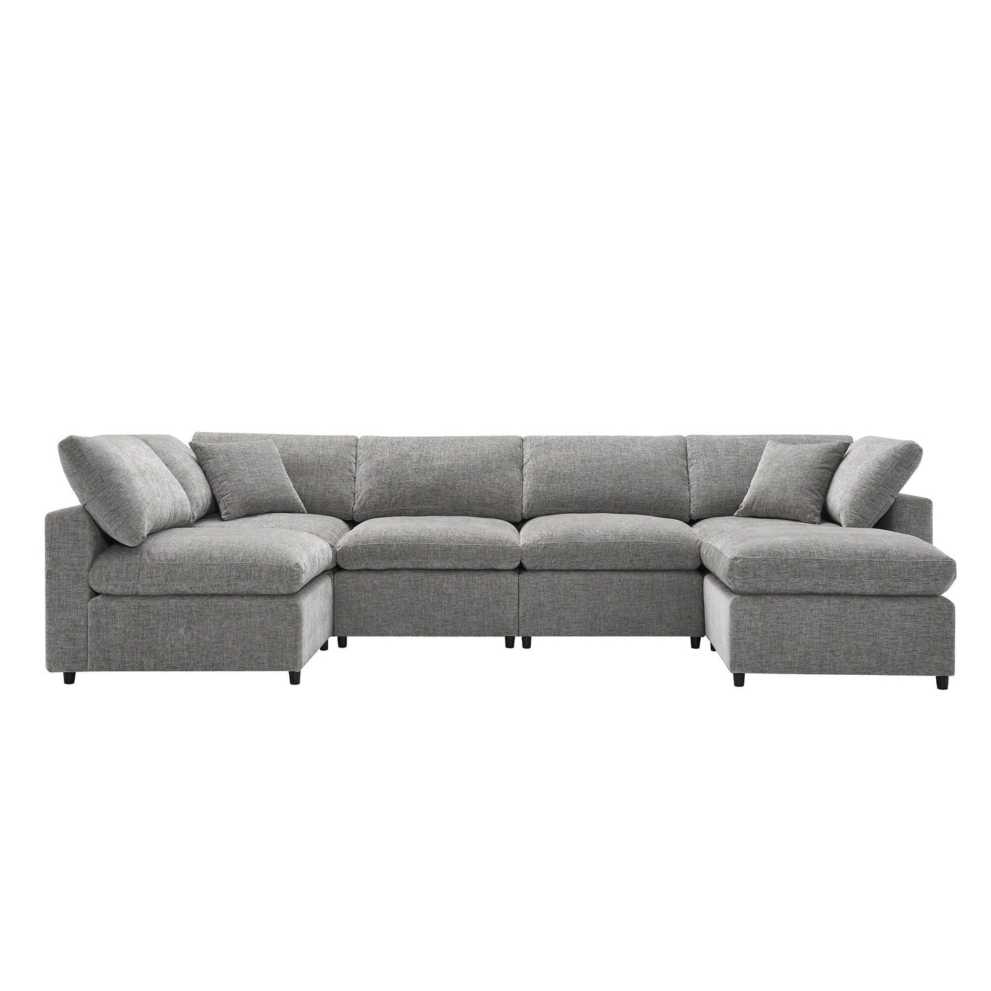 Canapé-lit modulaire Cloud, ensemble de canapés sectionnels en chenille avec pouf, combinaison libre, canapé-lit convertible en U