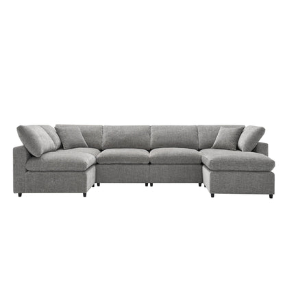 Canapé-lit modulaire Cloud, ensemble de canapés sectionnels en chenille avec pouf, combinaison libre, canapé-lit convertible en U