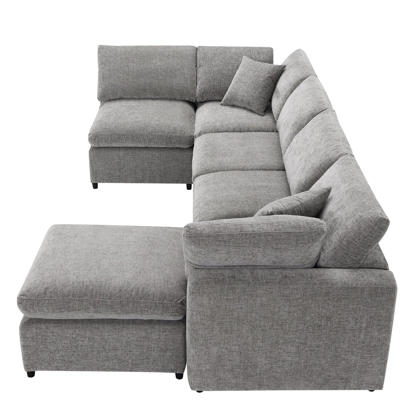 Canapé-lit modulaire Cloud, ensemble de canapés sectionnels en chenille avec pouf, combinaison libre, canapé-lit convertible en U
