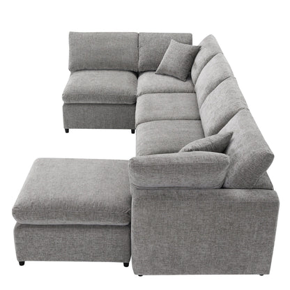 Canapé-lit modulaire Cloud, ensemble de canapés sectionnels en chenille avec pouf, combinaison libre, canapé-lit convertible en U
