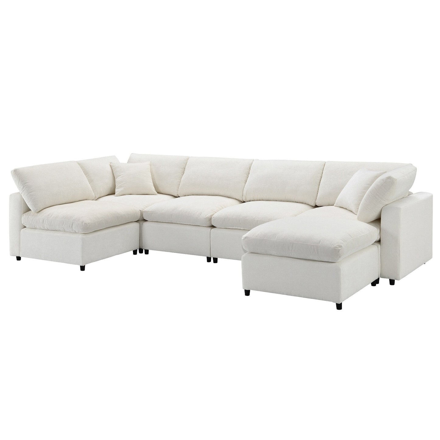 Canapé-lit modulaire Cloud, ensemble de canapés sectionnels en chenille avec pouf, combinaison libre, canapé-lit convertible en U