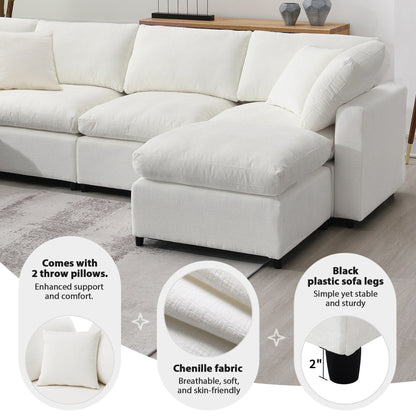 Canapé-lit modulaire Cloud, ensemble de canapés sectionnels en chenille avec pouf, combinaison libre, canapé-lit convertible en U