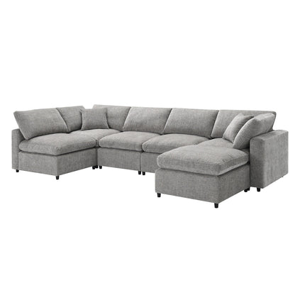 Canapé-lit modulaire Cloud, ensemble de canapés sectionnels en chenille avec pouf, combinaison libre, canapé-lit convertible en U