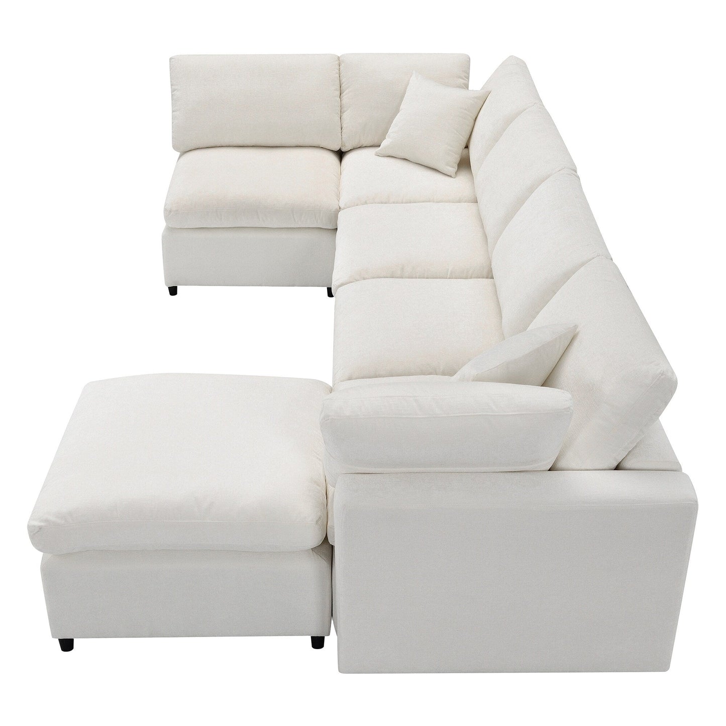 Canapé-lit modulaire Cloud, ensemble de canapés sectionnels en chenille avec pouf, combinaison libre, canapé-lit convertible en U