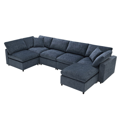 Canapé-lit modulaire Cloud, ensemble de canapés sectionnels en chenille avec pouf, combinaison libre, canapé-lit convertible en U