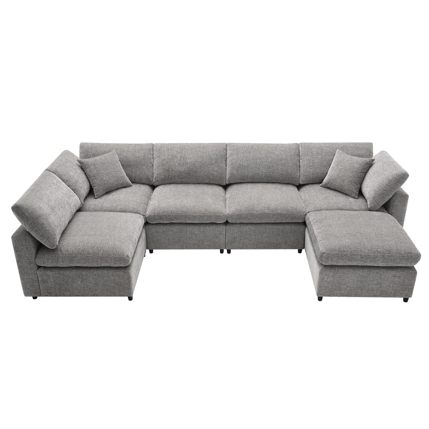 Canapé-lit modulaire Cloud, ensemble de canapés sectionnels en chenille avec pouf, combinaison libre, canapé-lit convertible en U