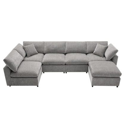 Canapé-lit modulaire Cloud, ensemble de canapés sectionnels en chenille avec pouf, combinaison libre, canapé-lit convertible en U